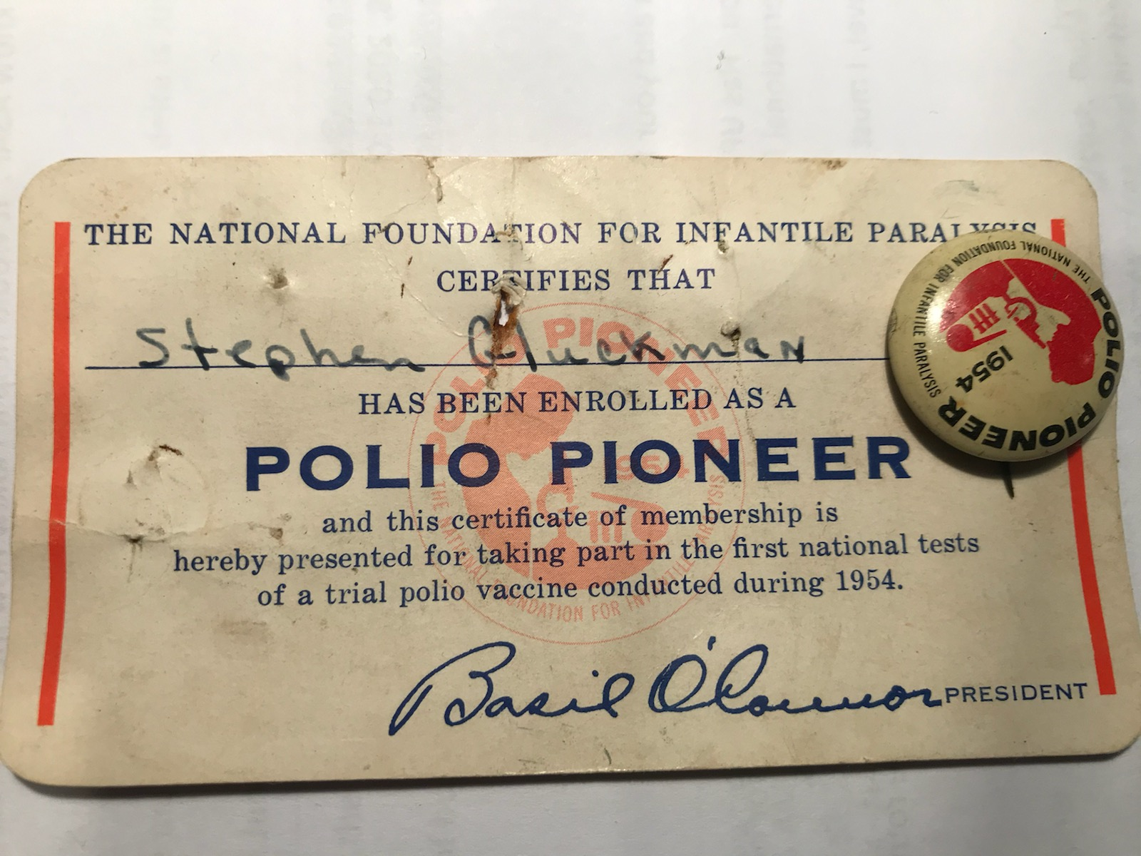 polio pioneer badge